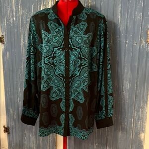 Black and Teal Patterned Bob Mackie EUC